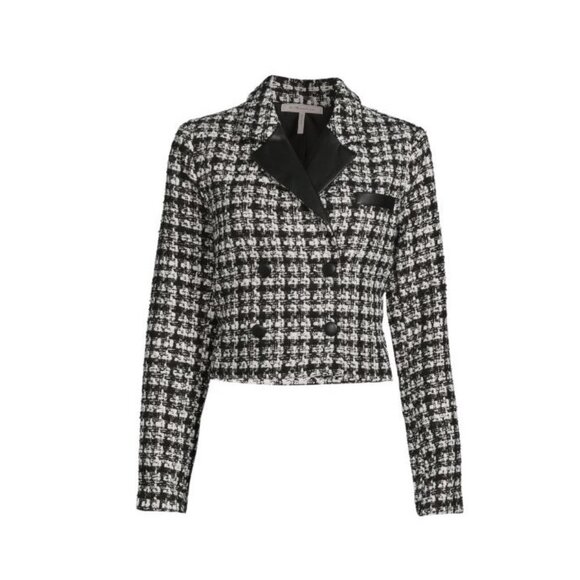 BCBGeneration Double Breasted Blazer Faux Leather Trim Jacket MEDIUM $148 - Picture 2 of 13